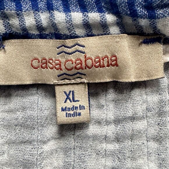 Casa Cabana Womens Gauze Button Up Shirt Size XL Blue White Gingham 100% Cotton - Picture 4 of 10